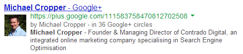 Google Authorship displaying within search results