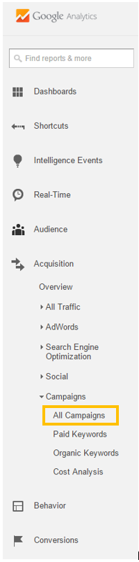 Google Analytics All Campaigns Report