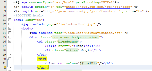 Display HTML H1 in JSP Using JSTL