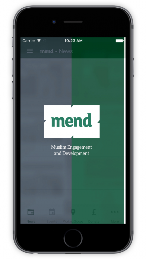 MEND Welcome Screen