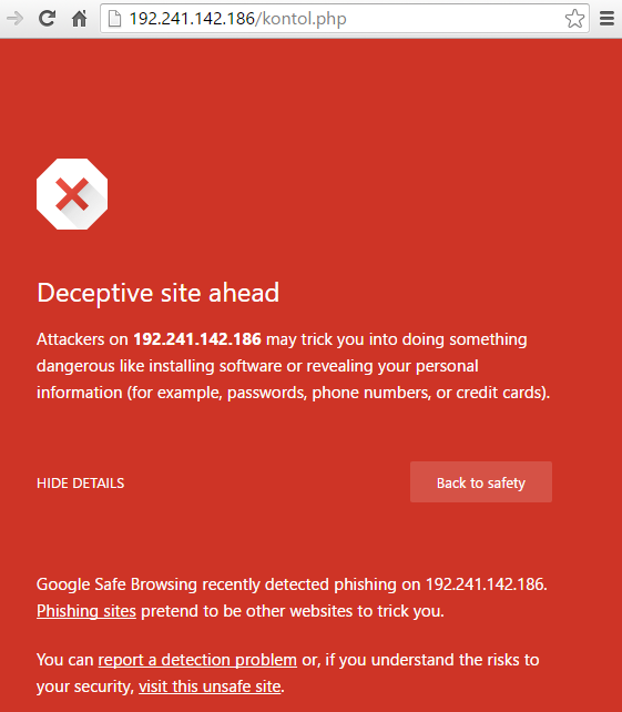 Google Chrome Security Warning