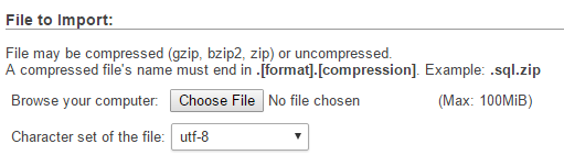 Upload SQL File via phpMyAdmin