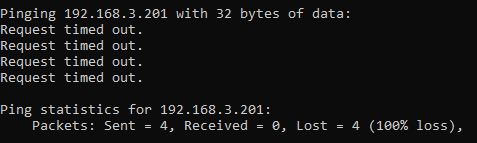 Ping timeout. Ping request timed out. IP не пингуется. Broadcast адрес: 192.168.50.255. Timed_out , -7.